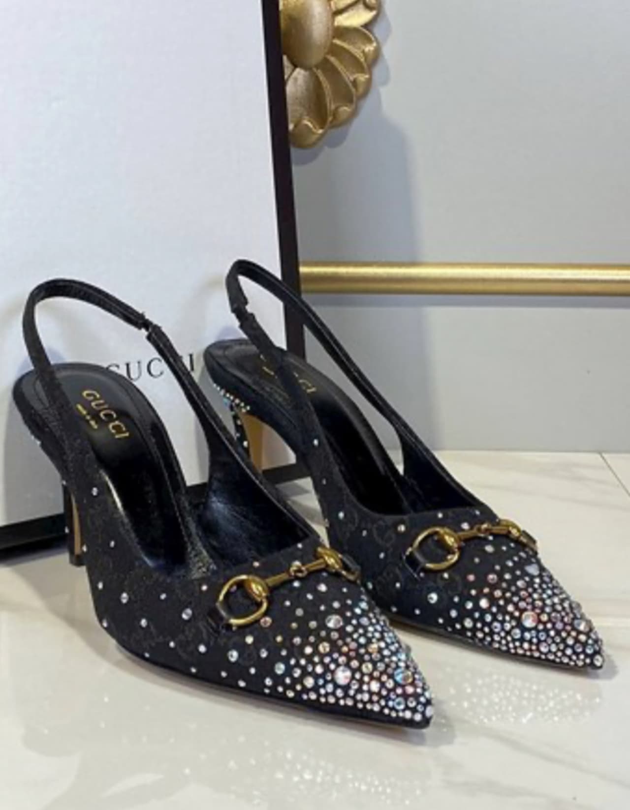 Gucci topuklu – Siyah taşlı